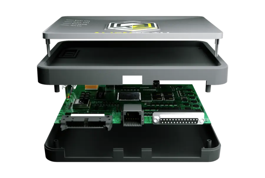 Aufbau des KESS3 mit Gehäuse und Platine